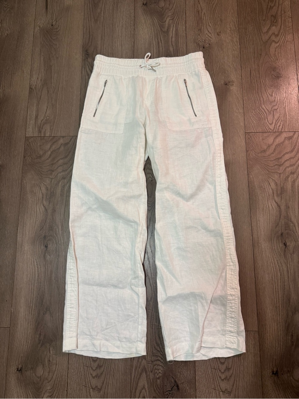 Athleta 100% Linen White Cabo Wide Leg Pant Size 4 EUC Inseam 32”